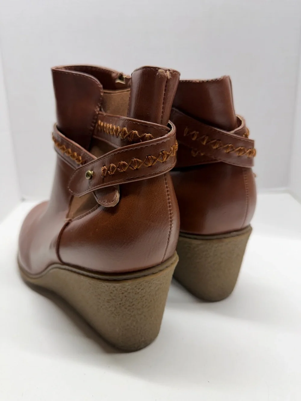 Cloud Walkers Alanna Wedges Ankle Booties Boots Tan Brown Extra Wide Fit Size 11